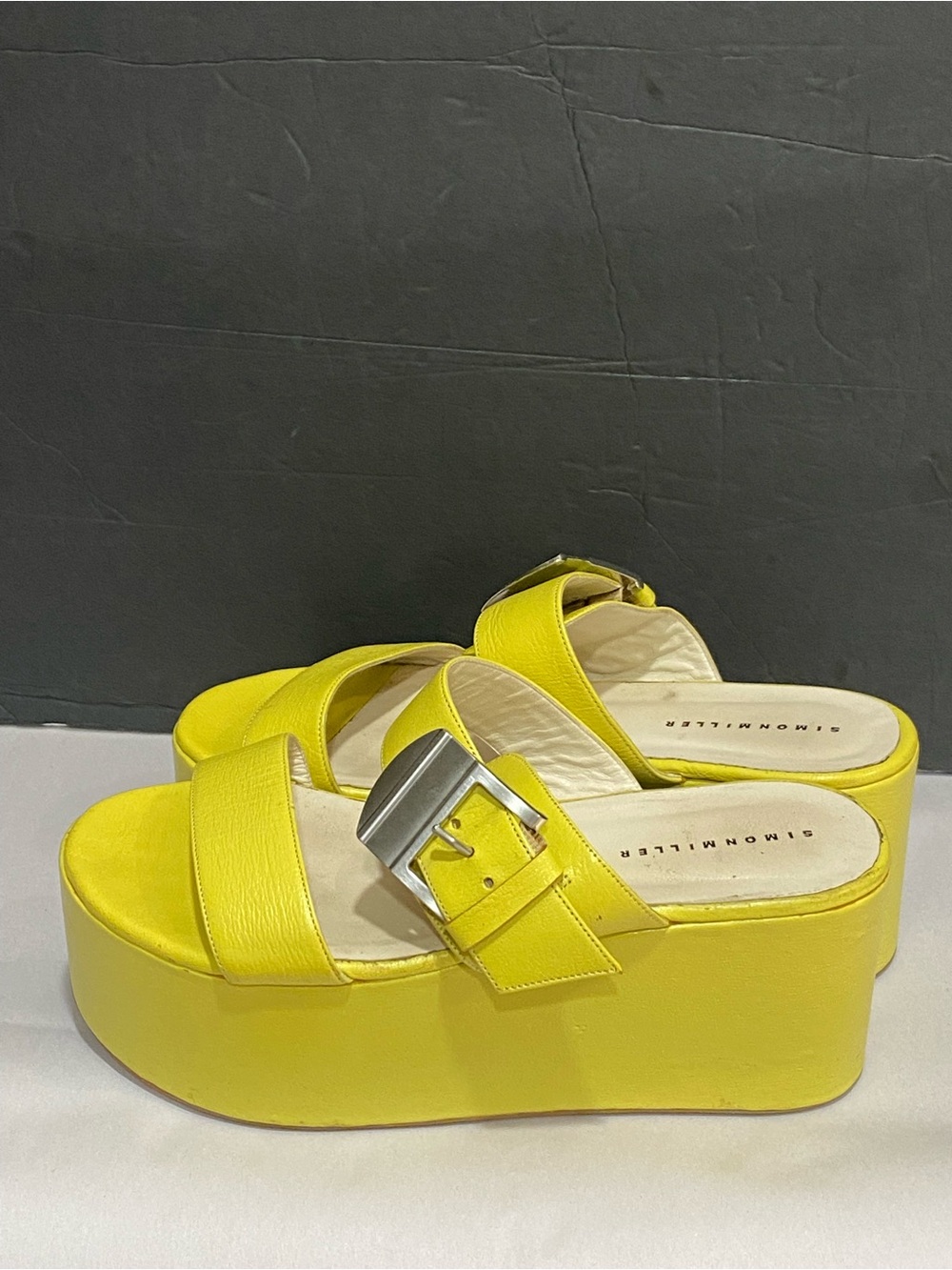 Simon Miller Yellow Leather Coaster Platform Sandals – Buckle Accent – Size 7 - Picture 3 of 7